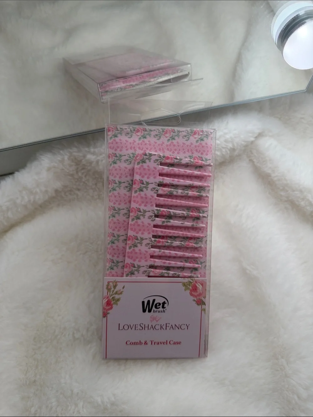 LoveShackFancy Pink Floral Travel Comb Set